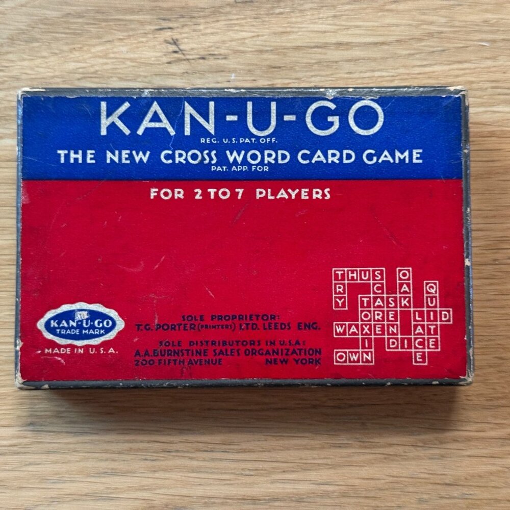 Vintage KAN-U-GO Crossword Card Game, Copyright 1937